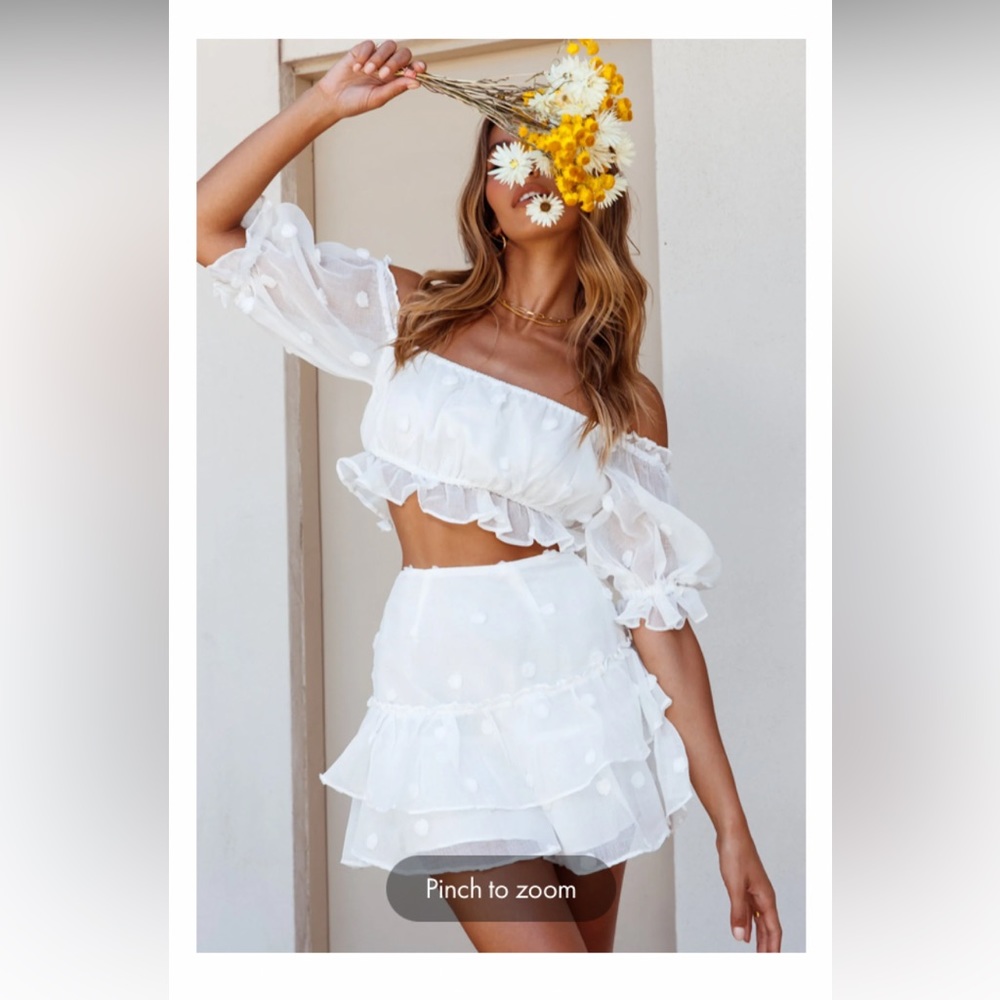 White 2 piece skirt outfit